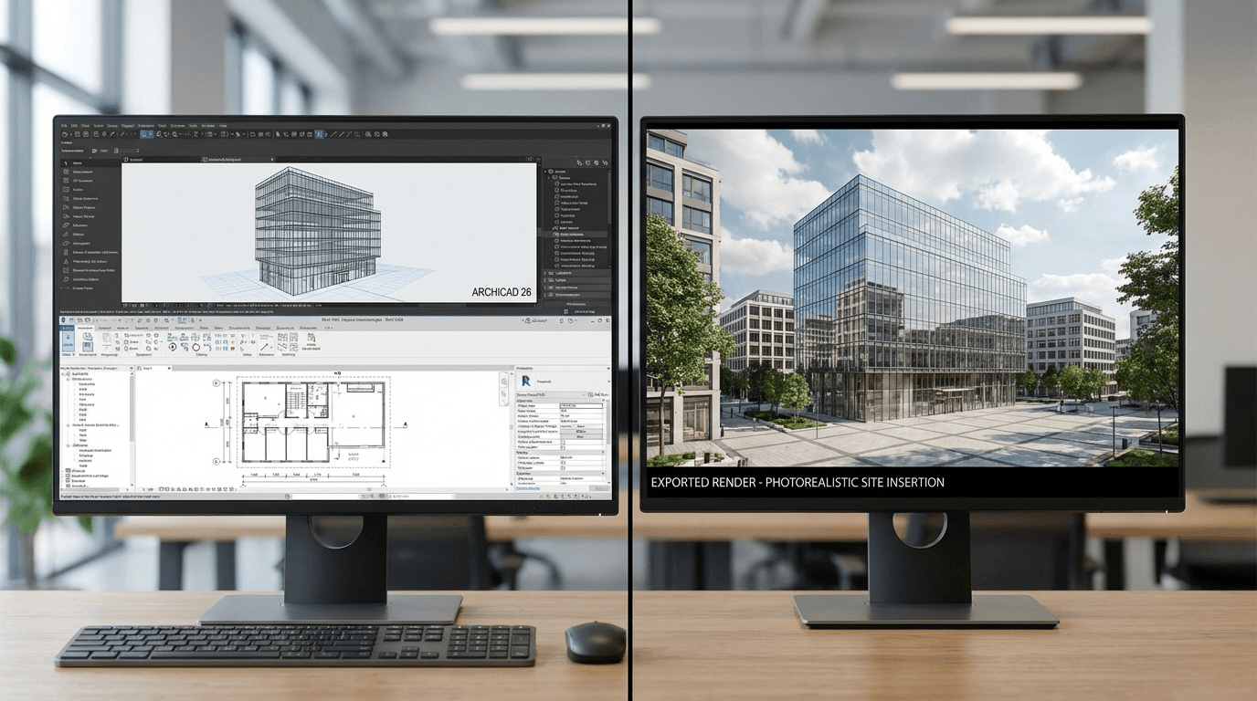 Insercao 3D a partir do Archicad, Revit e software BIM