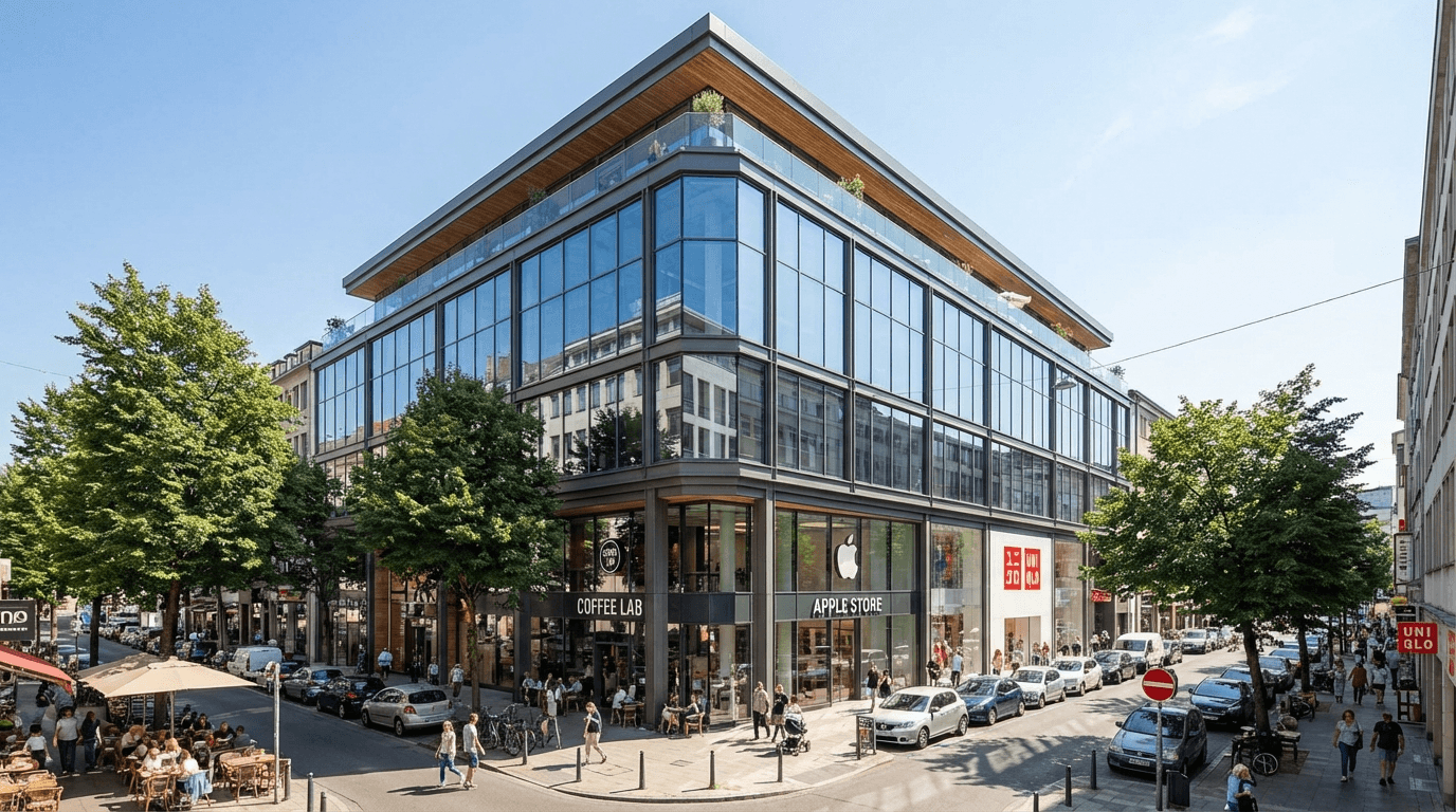 Insercao 3D para edificios comerciais e escritorios