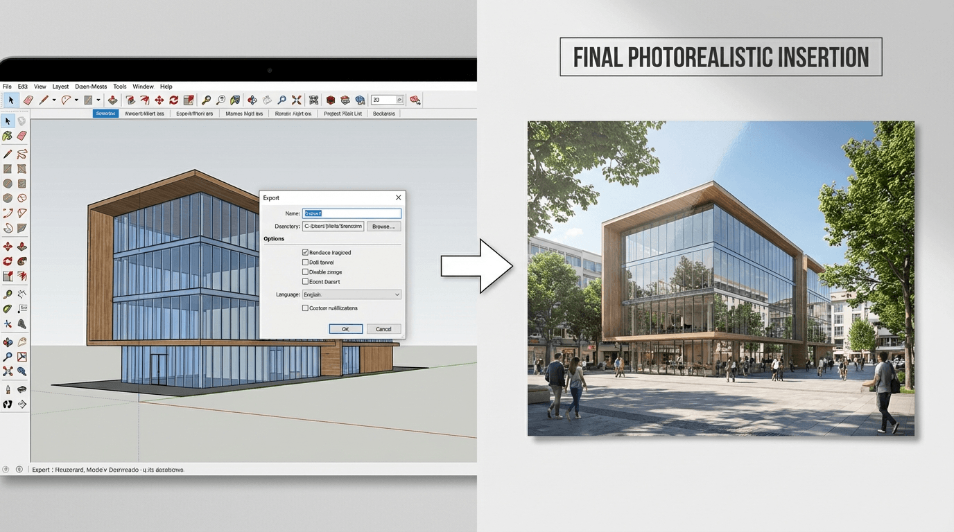 Workflow SketchUp: exportar e gerar uma insercao 3D